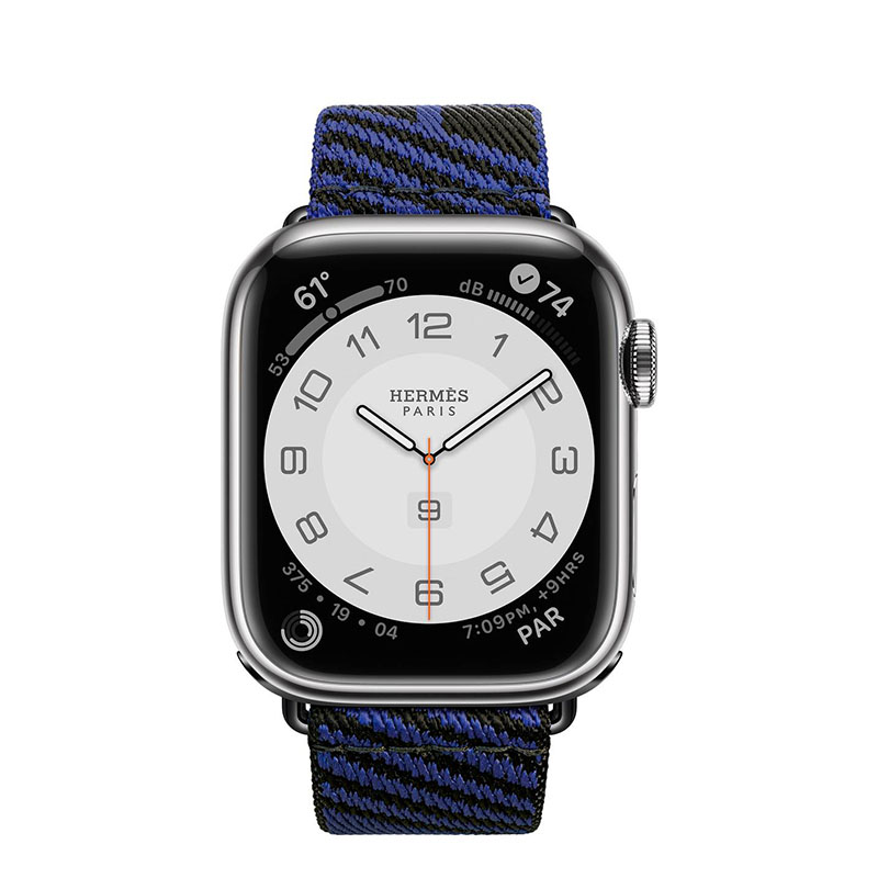 часы apple watch series 7 hermes 41 мм с нейлоновым ремешком черный/синий сапфир