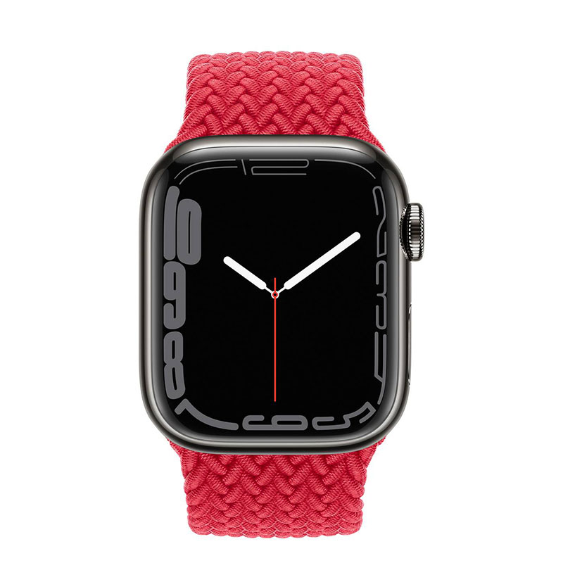 часы apple watch series 7 41 мм graphite stainless steel плетеный монобраслет красный