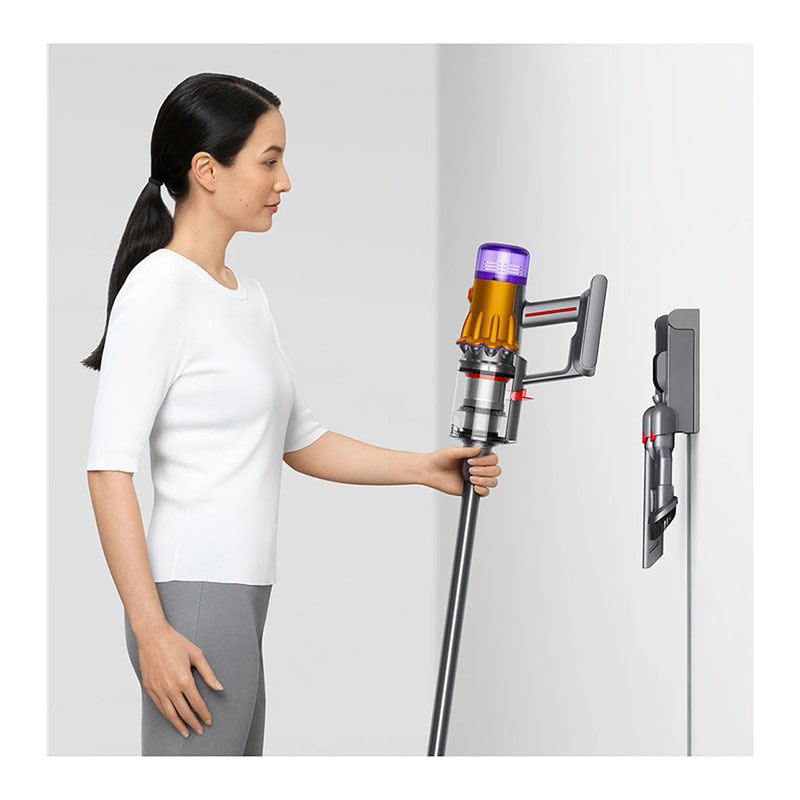 вертикальный пылесос dyson v12 (sv30) detect slim absolute (uk) с подсветкой, серый/оранжевый