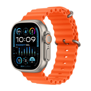 умные часы apple watch ultra 2 (2024) gps + cellular, 49 мм, titanium case with orange ocean band, оранжевый