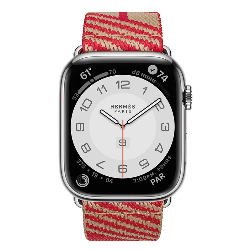 часы apple watch series 7 hermes 45 мм с нейлоновым ремешком бежевый/красный