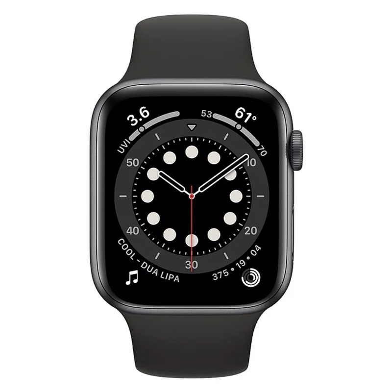 часы apple watch series 6 40mm корпус из алюминия цвета «серый космос», cпортивный ремешок чёрный (mg133)
