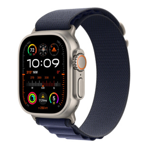 умные часы apple watch ultra 2 (2024) gps + cellular, 49 мм, m, titanium case with blue alpine band, темно-синий