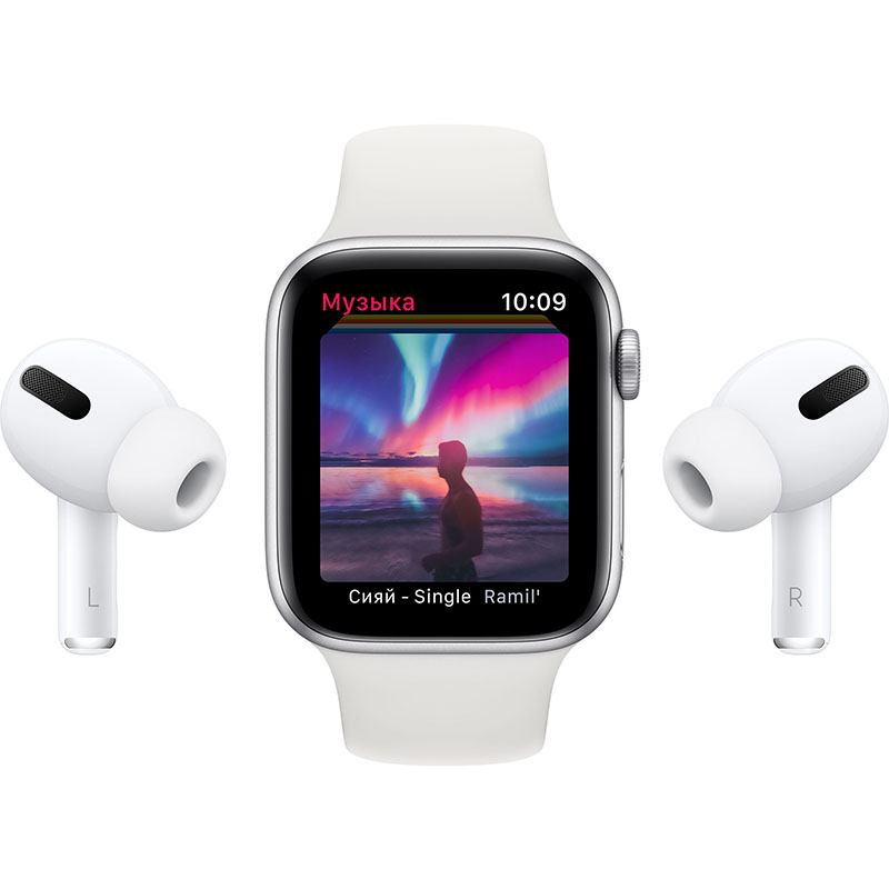 часы apple watch nike se 44 мм корпус из алюминия цвета серый космос, спортивный ремешок nike цвета антрацитовый/чёрный