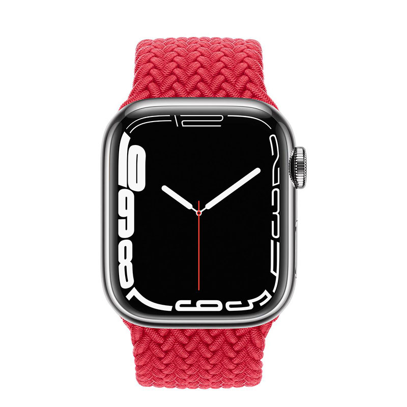 часы apple watch series 7 41 мм silver stainless steel плетеный монобраслет красный
