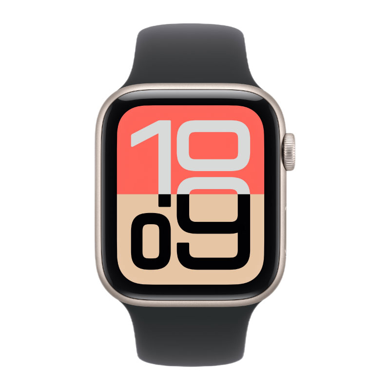 умные часы apple watch series se 3 (2025) gps 44 мм, starlight aluminum case, black sport band m/l