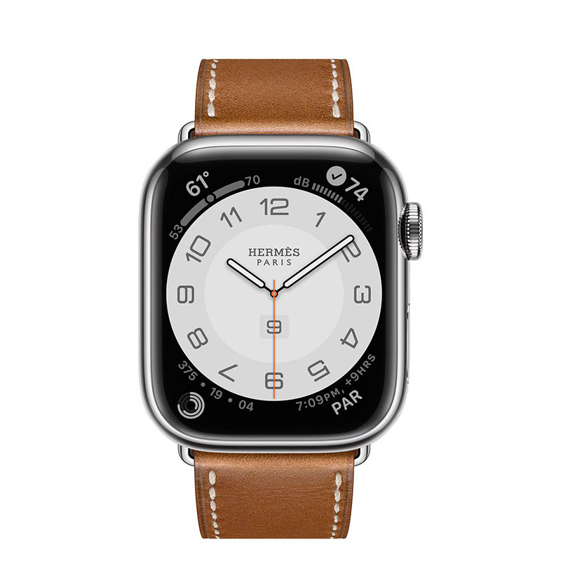 часы apple watch series 7 hermes 41 мм с кожаным ремешком коричневого цвета