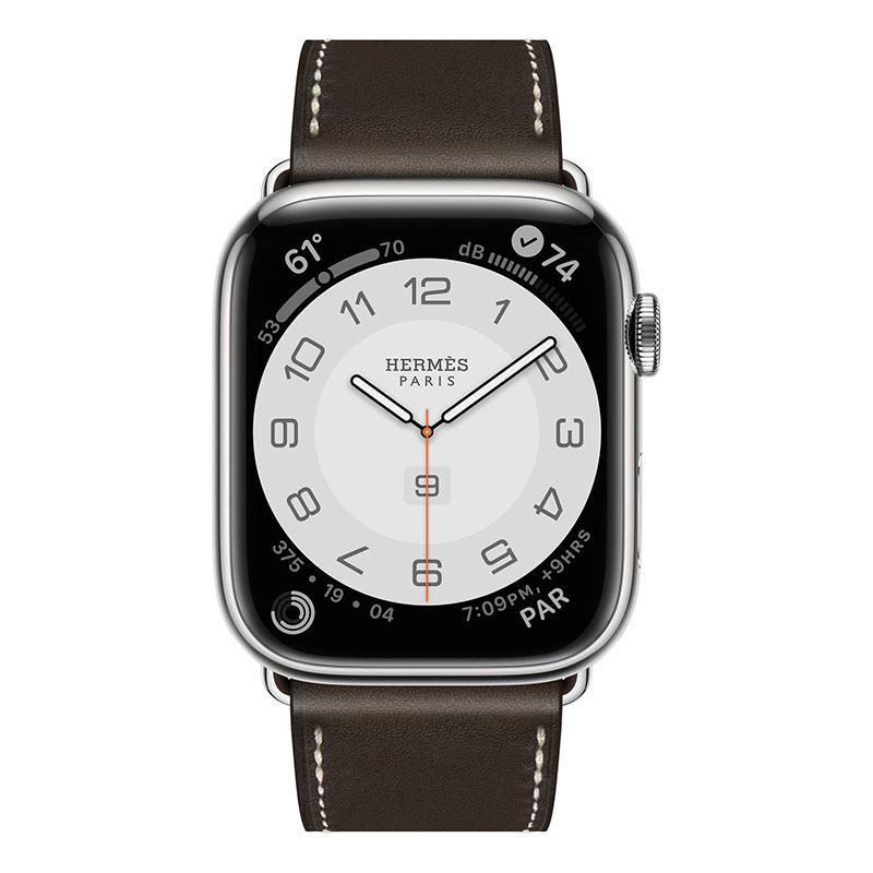 часы apple watch series 7 hermes 45 мм ремешок из тёмно-коричневой кожи с раскладывающейся застёжкой