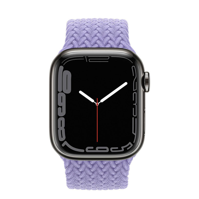 часы apple watch series 7 41 мм graphite stainless steel плетеный монобраслет «английская лаванда»