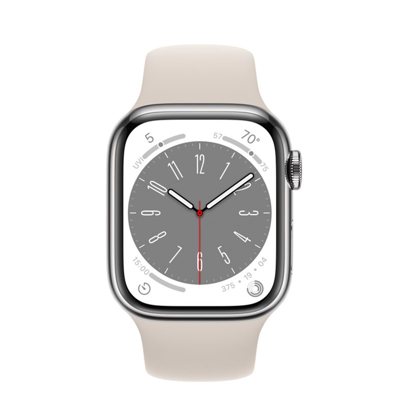 умные часы apple watch series 8 gps + cellular 41мм silver stainless steel case with sport band