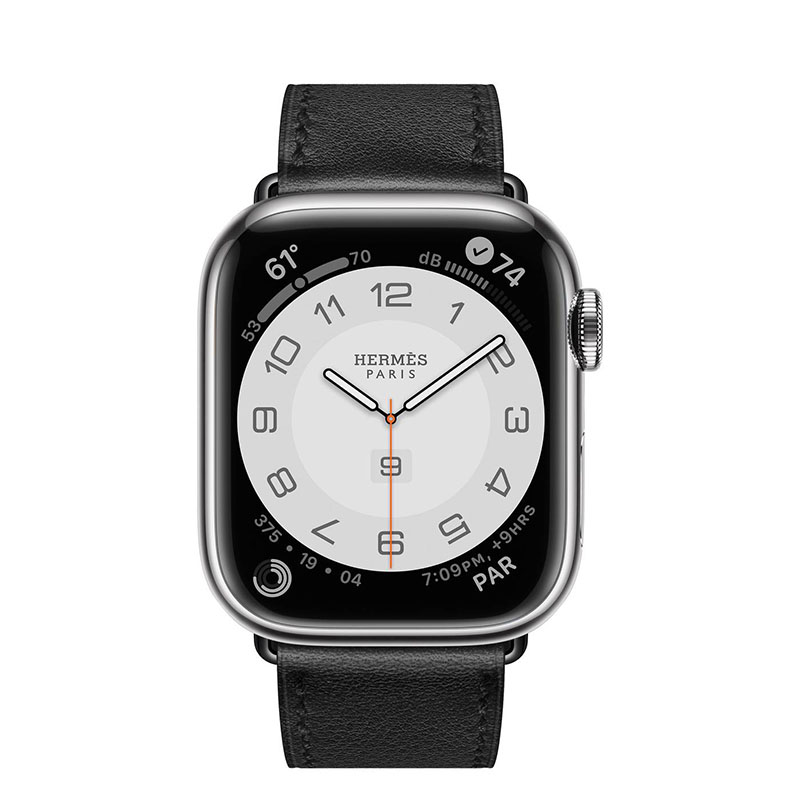 часы apple watch series 7 hermes 41 мм с кожаным ремешком черного цвета