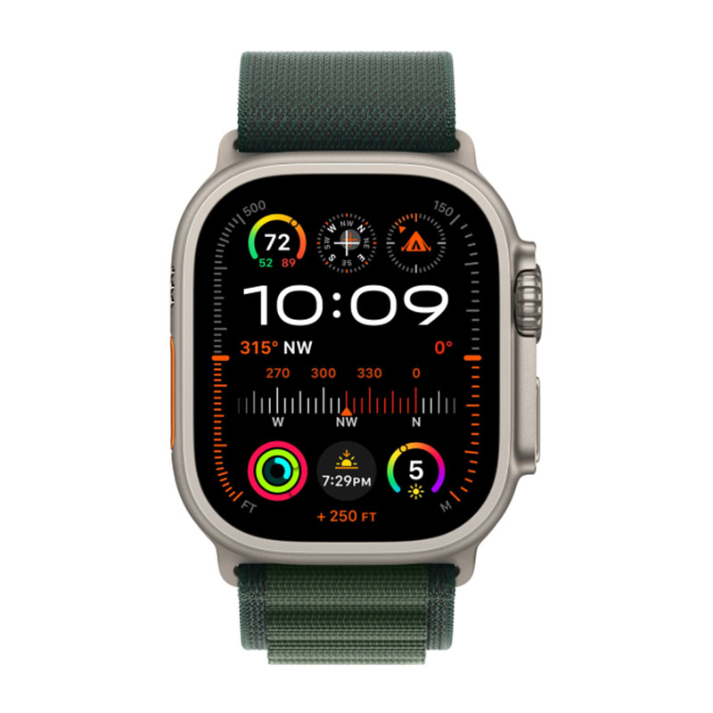 умные часы apple watch ultra 2 (2024) gps + cellular, 49 мм, m, titanium case with green alpine band, зеленый