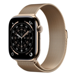 умные часы apple watch series 11 (2025) gps + cellular 46 мм, gold titanium case, milanese loop, gold