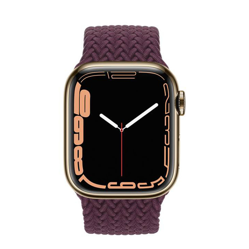 часы apple watch series 7 41 мм gold stainless steel плетеный монобраслет «тёмная вишня»