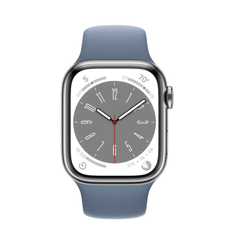 умные часы apple watch series 8 gps + cellular 41мм silver stainless steel case with sport band